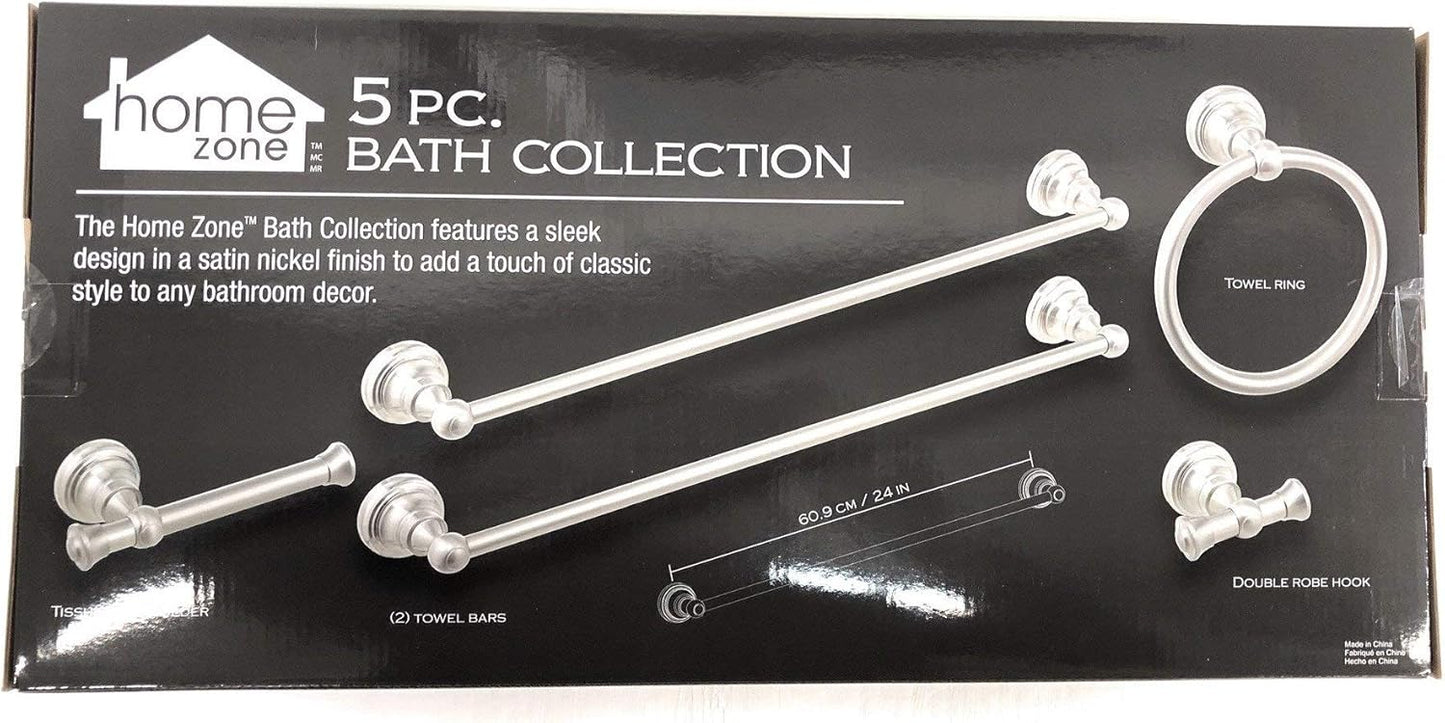 Home Zone 5-piece Bath Set in Satin Nickel Finish
