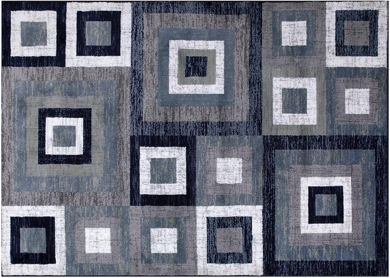 NEW - Flash Furniture 8ft x 10ft Gideon Collection Abstract Area Rug - Blue, Grey, and White Olefin Facing - Cotton Backing - Living Room or Bedroom - Retail $174