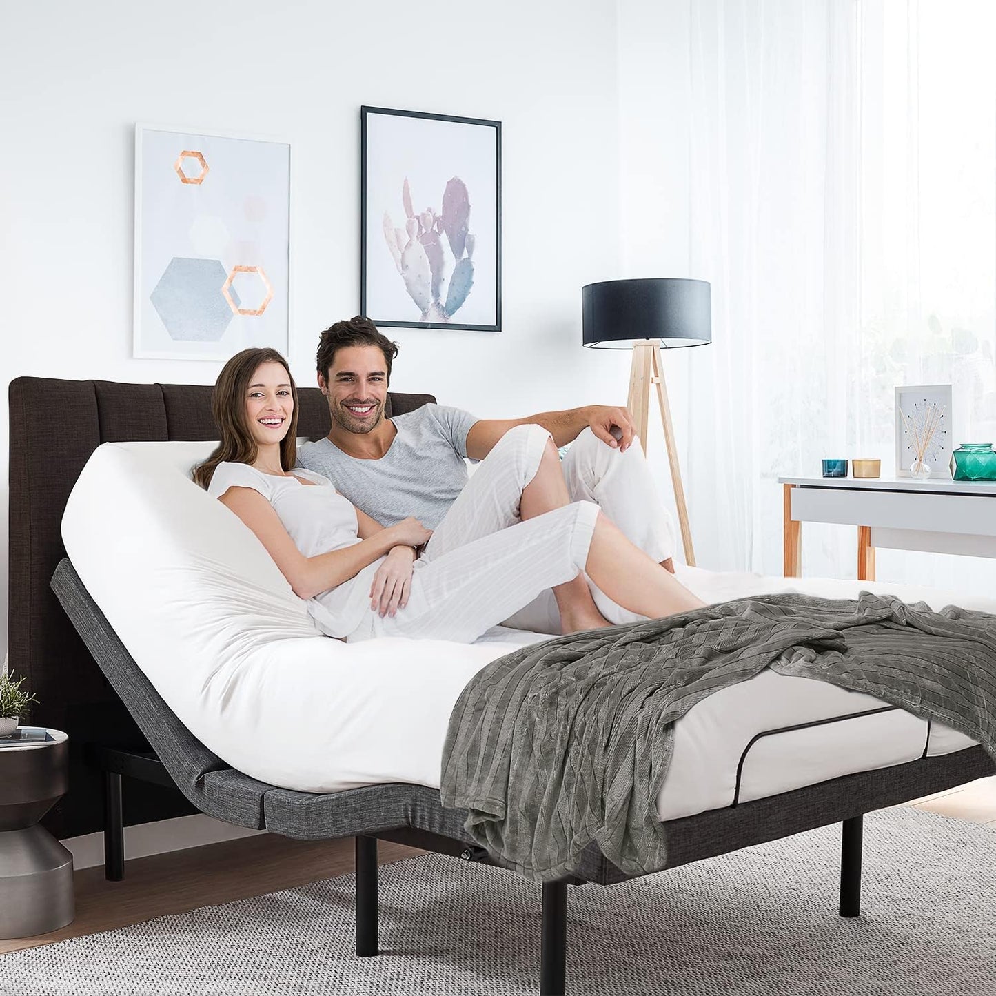 Nestl Adjustable Bed Frame, Adjustable Massage Bed Frame with Wireless Remote, Adjustable Bed Base Head & Foot Massage, Fast & Easy Assembly, USB Ports, LED Light, King Size Bed Frame - Retail $934