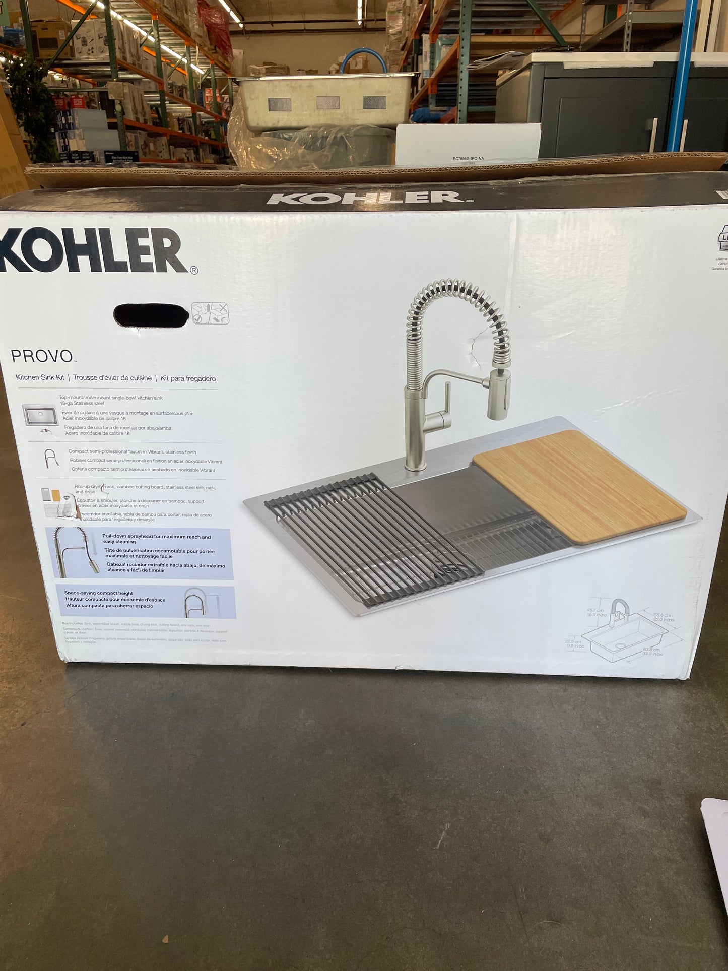 Kohler Provo 33" Dual Mount Single-bowl Workstation Kitchen Sink Kit