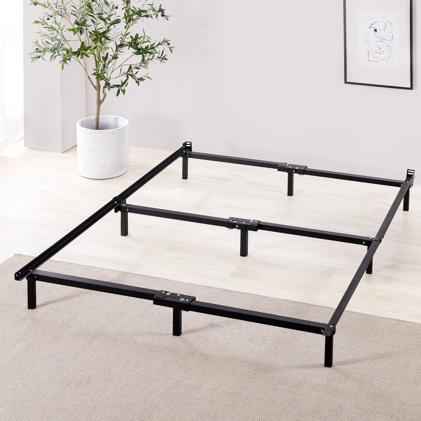 NEW - ZINUS QUEEN Compack Metal Bed Frame, 7 Inch Support for Box Spring and Mattress Set, Black, Queen - Retail $55