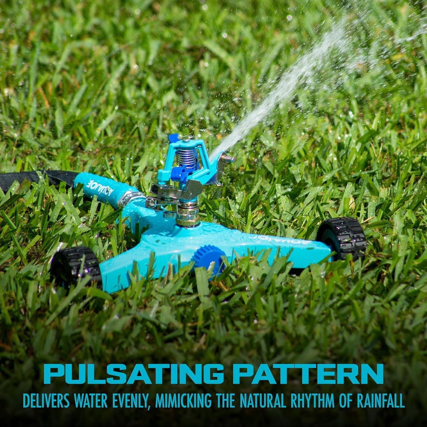 Aqua Joe AJ-IS10WB Indestructible Series Metal Impulse Sprinkler w/Wheeled 10-Inch Base - Retail $34