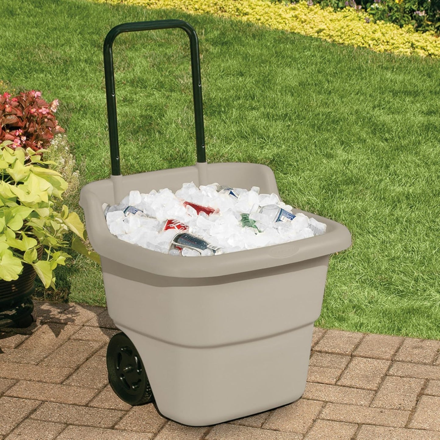 NEW - Suncast Resin 15.5 Gallon Multi-Purpose Cart with Wheels, Brown,Taupe - Retail $39