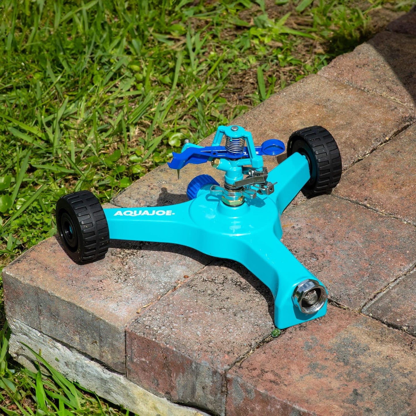 Aqua Joe AJ-IS10WB Indestructible Series Metal Impulse Sprinkler w/Wheeled 10-Inch Base - Retail $34