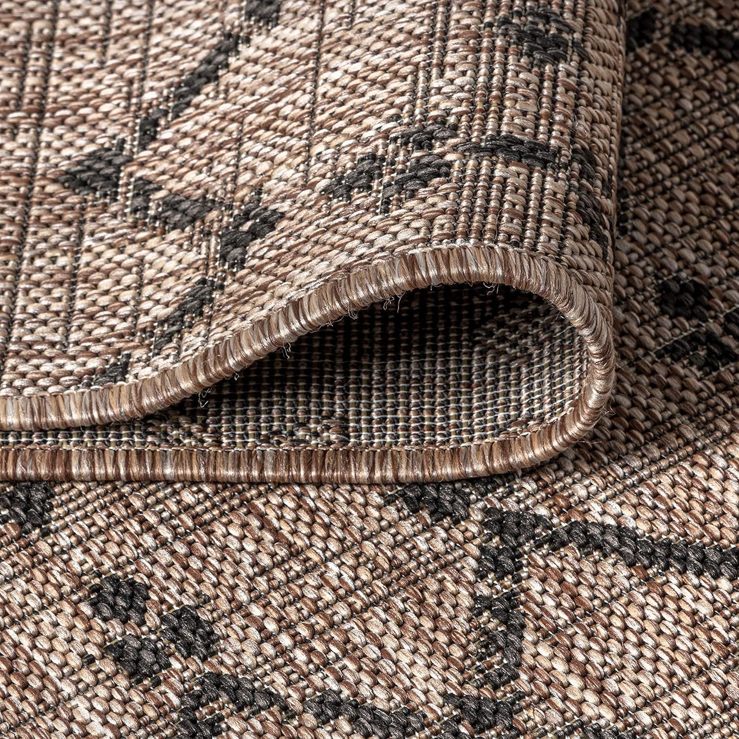 JONATHAN Y , 9 X 12 SMB108D-9 Ourika Moroccan Geometric Textured Weave Indoor Outdoor -Area Rug, Bohemian, Rustic, Scandinavian Easy-Cleaning,Bedroom,Kitchen,Backyard,Patio,Non Shedding, Natural/Black