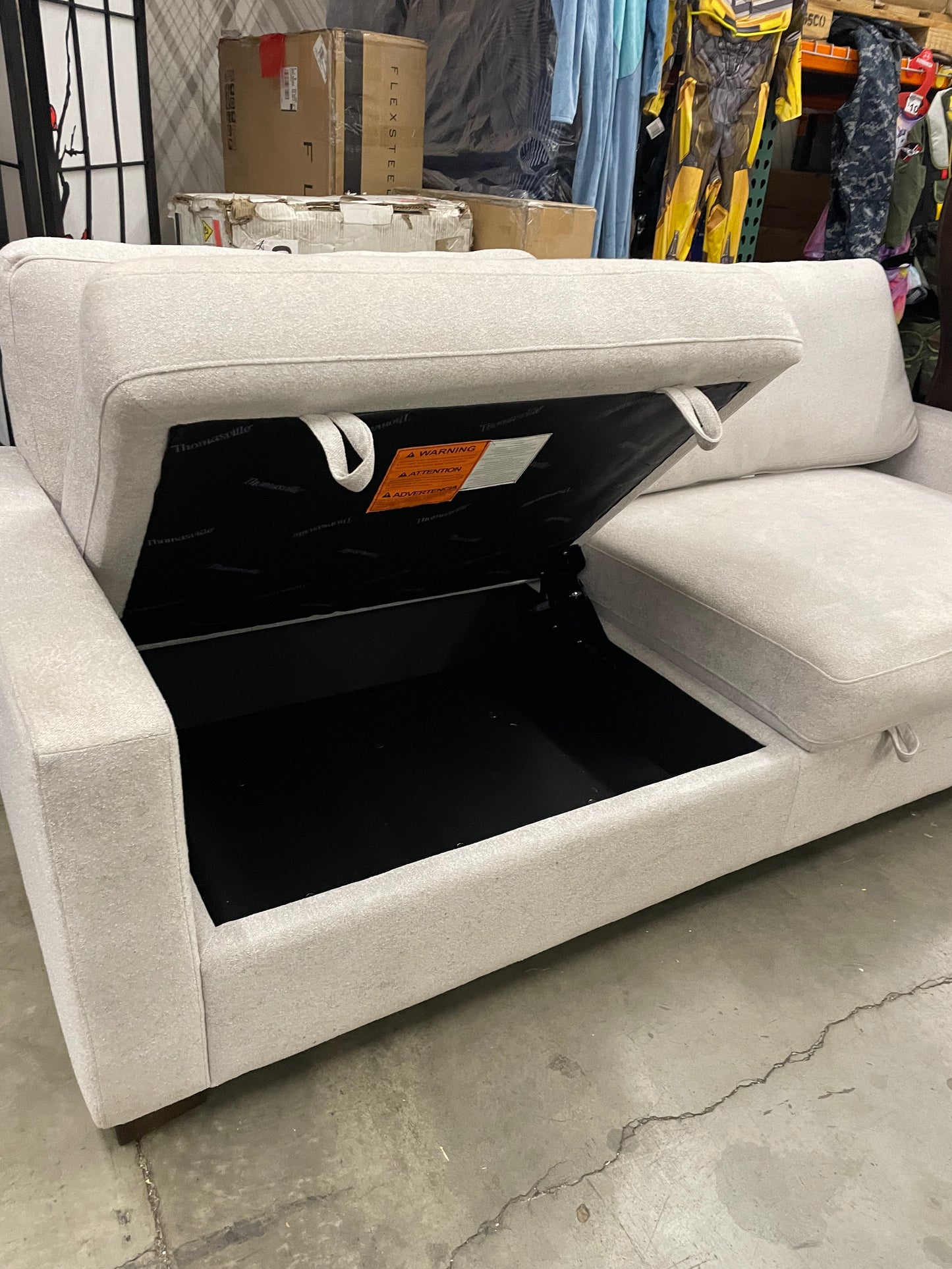 Thomasville Lambert Fabric Sofa with 2 Storage Seats - Retail $700