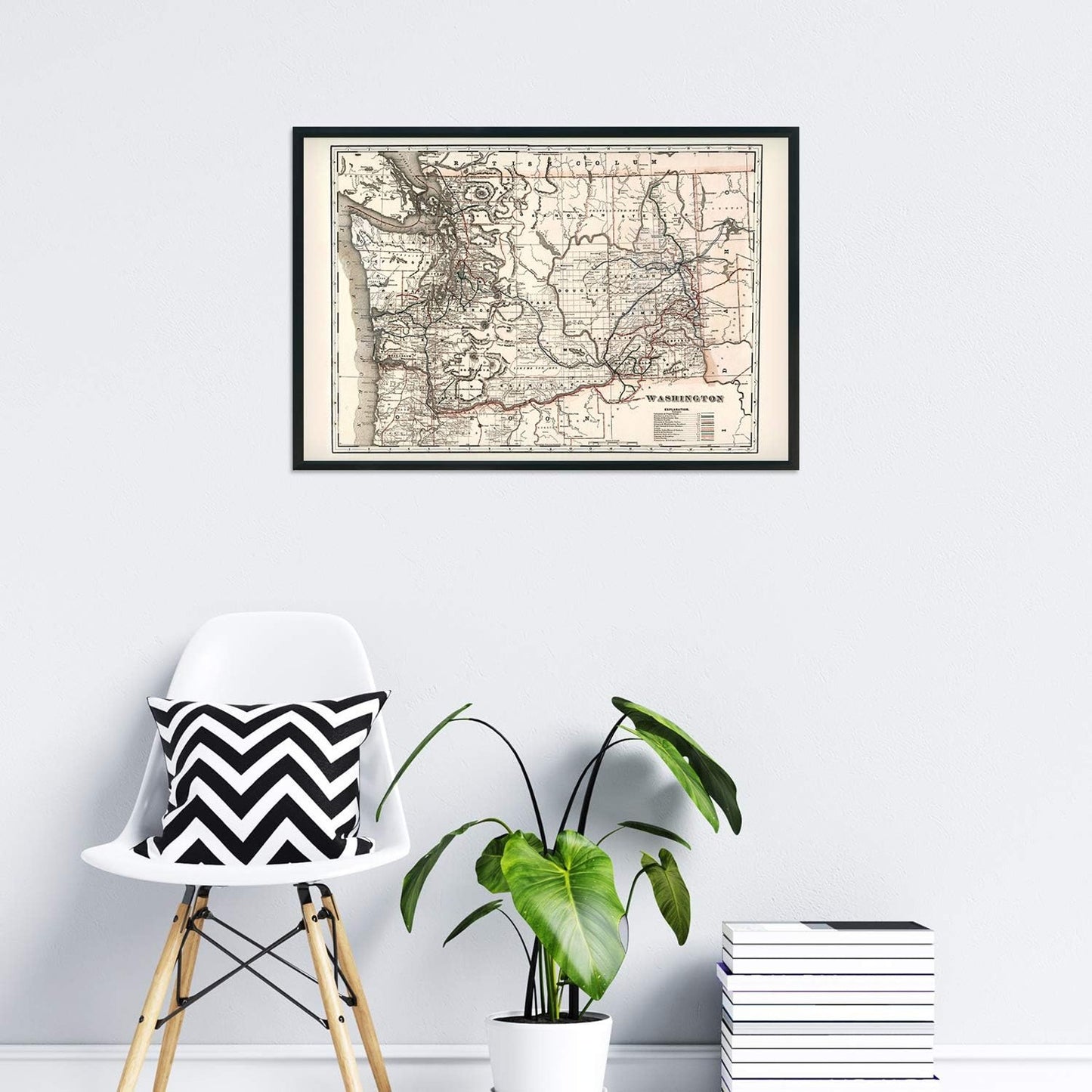 NEW - HISTORIX Vintage 1888 Map of Washington State - 24x36 Inch Vintage Map of Washington State Wall Art - Washington State Wall Decor - Cram's Township and Railroad Map Washington State - Retail $59