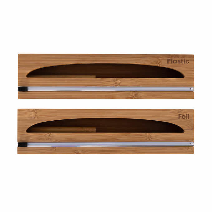 Seville Classics Bamboo Food Wrap Dispenser 2-piece Set - Retail $19
