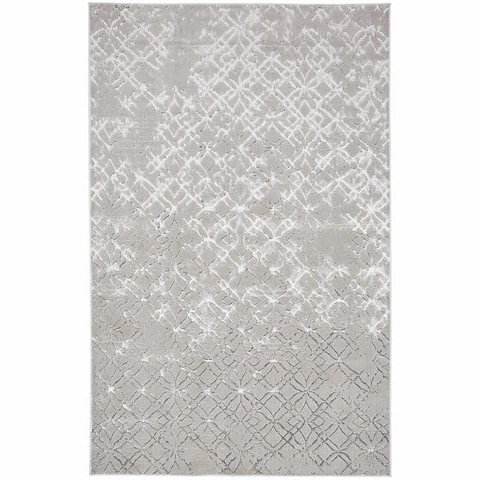 NEW - Costco - Feizy Jewel Area Rug 6'7" x 9'6, Beige Silver - Retail $179