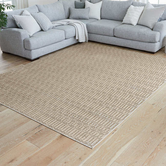 NEW - Costco - Nautica Greenwich Geometric Natural Indoor/Outdoor Area Rug, 7 ft. 10 in. x 10 ft. - Retail $249