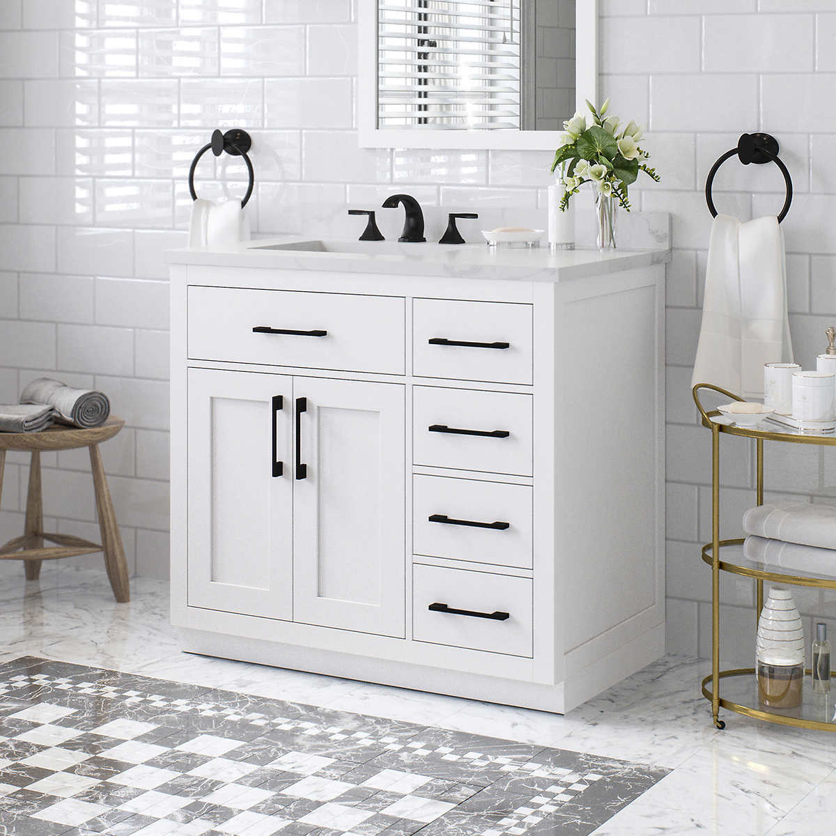 NEW - Costco - OVE Decors Alonso Bath Vanity in White - Retail $999