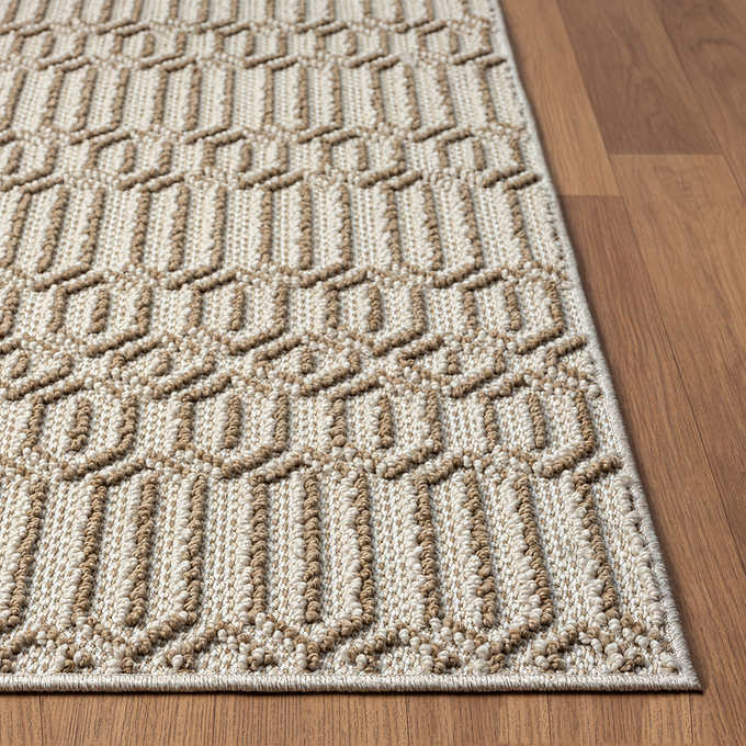 NEW - Costco - Nautica Greenwich Geometric Natural Indoor/Outdoor Area Rug, 7 ft. 10 in. x 10 ft. - Retail $249