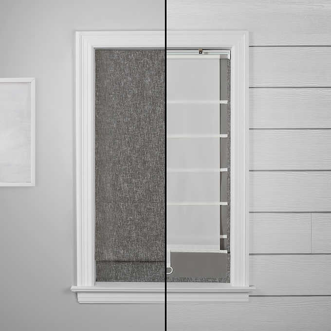 NEW - Costco - Eclipse Drew Total Blackout Roman Shade, Gray, 31 X 64, 2-pack - Retail $99