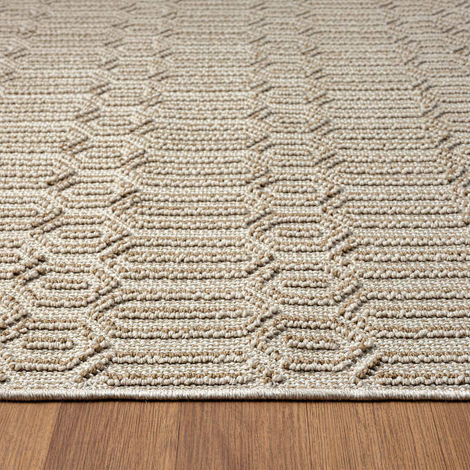 NEW - Costco - Nautica Greenwich Geometric Natural Indoor/Outdoor Area Rug, 7 ft. 10 in. x 10 ft. - Retail $249