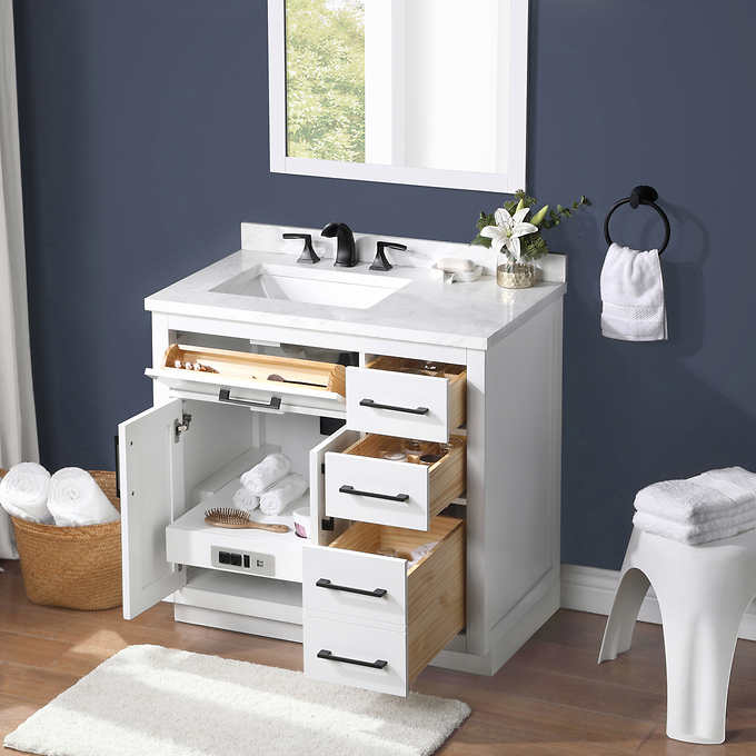 NEW - Costco - OVE Decors Alonso 36" Bath Vanity in White - Retail $999