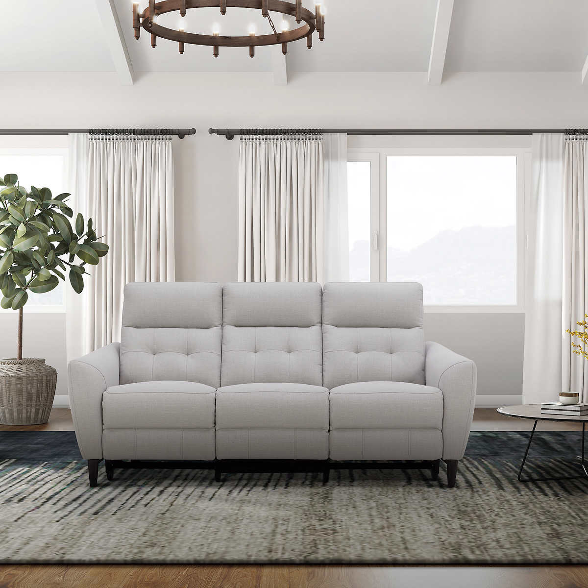 Like NEW - Costco - Alpendale Fabric Power Reclining Sofa with Power Headrests - Retail $1199