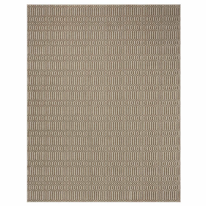 NEW - Costco - Nautica Greenwich Geometric Natural Indoor/Outdoor Area Rug, 7 ft. 10 in. x 10 ft. - Retail $249