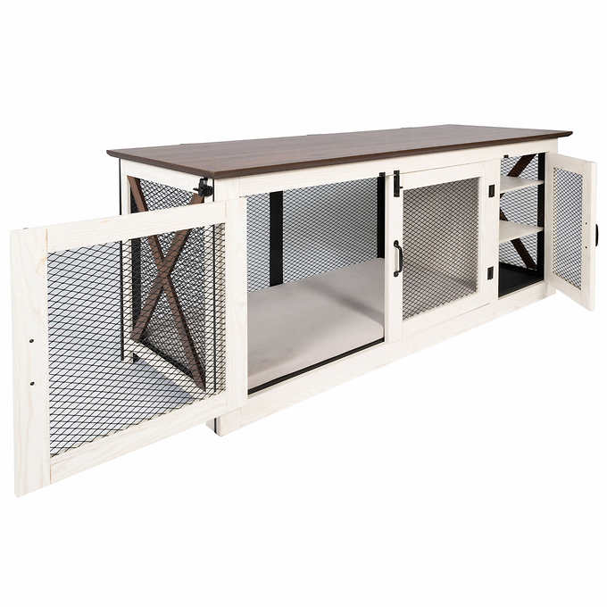 Costco - Living Essentials 65" Cooper Dog Crate Credenza with Shelves & Mat Kit - Retail $499