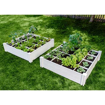 NEW - Costco - Vita 4'x4'x11" Modular Vinyl Garden with Planting Grid 2-pack - Retail $84