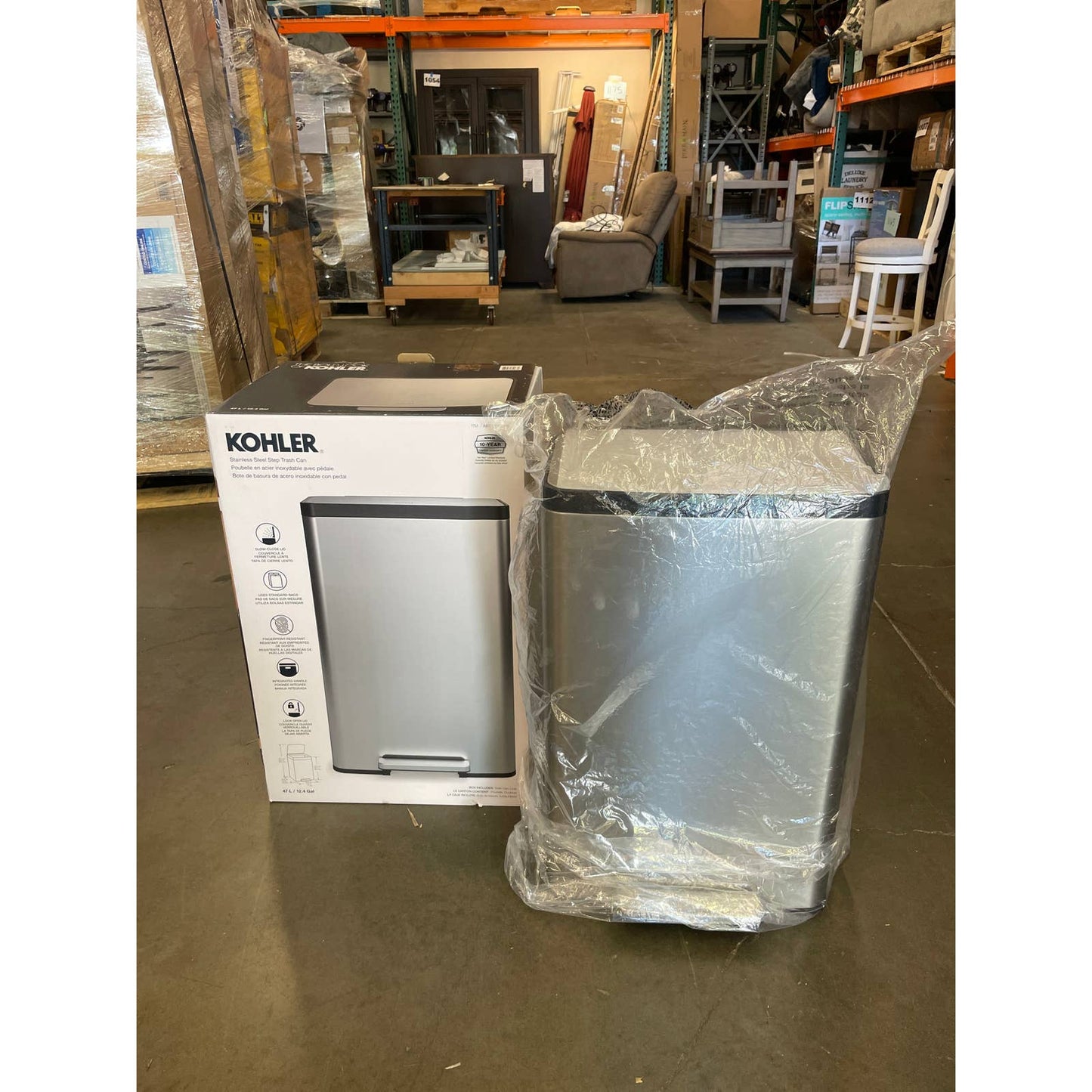 NEW - Costco - Kohler 47L Step Trash Bin - Retail $89
