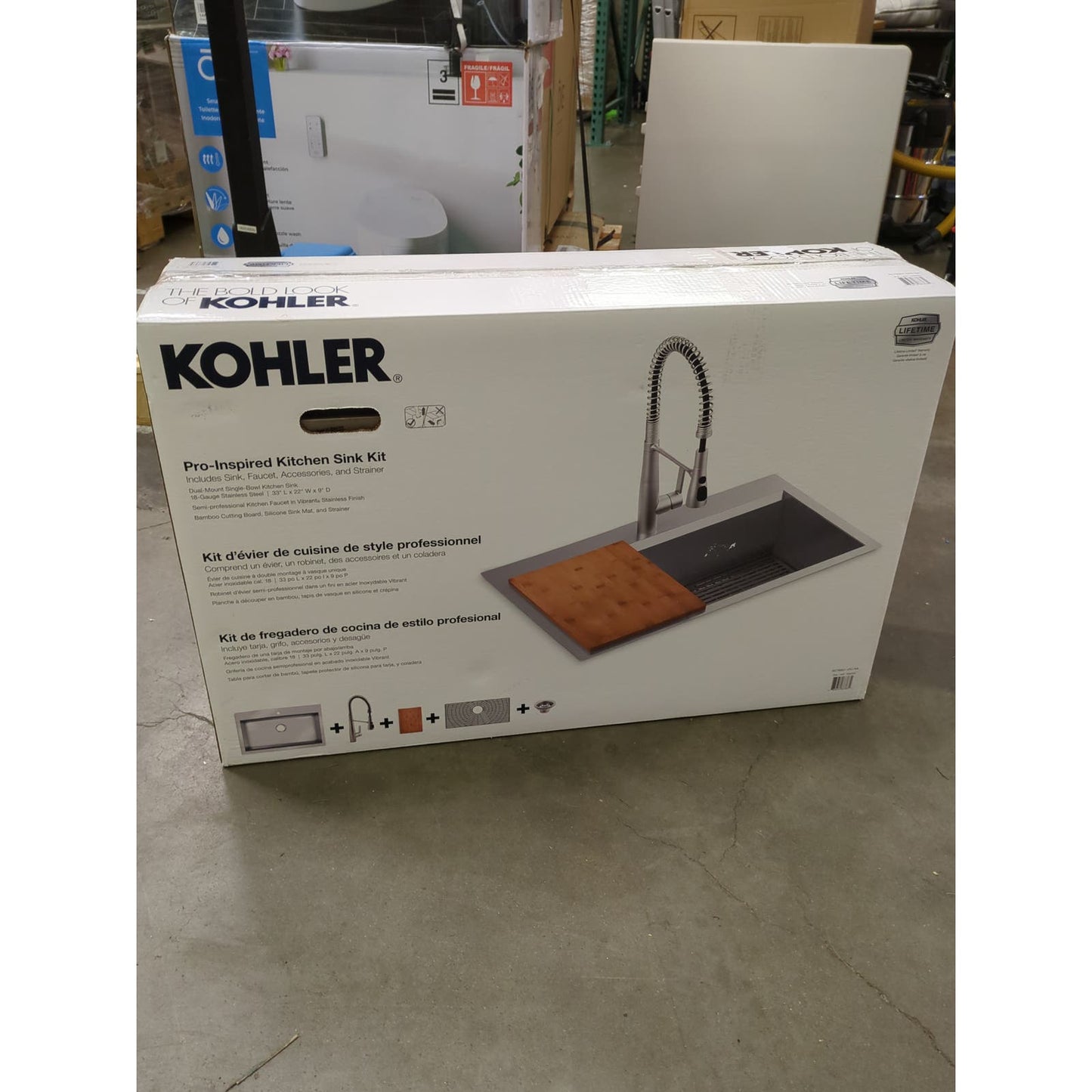 NEW - Costco - Kohler Pro-Inspired Kitchen Sink Kit - Retail $359
