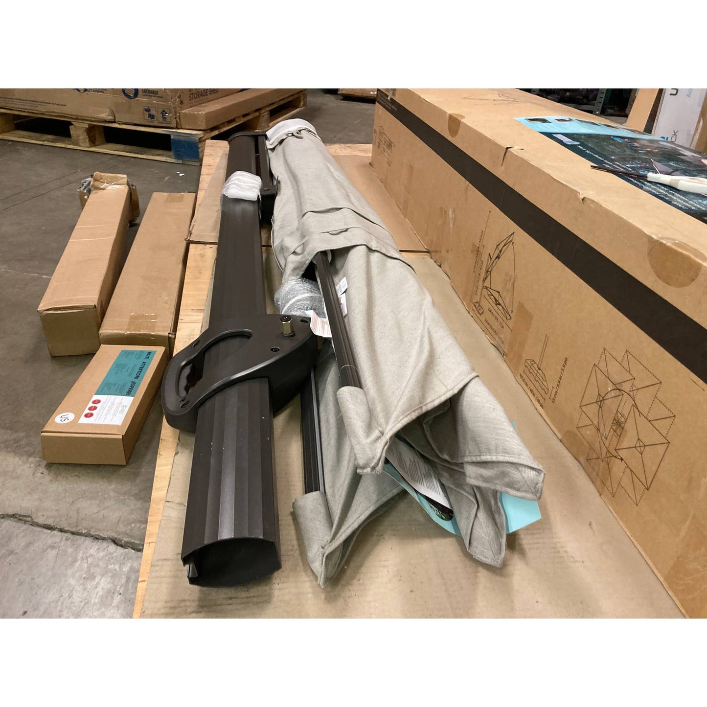 Like NEW - Costco - Seasons Sentry GREY 10' Square Solar LED Cantilever Umbrella -Retail $699