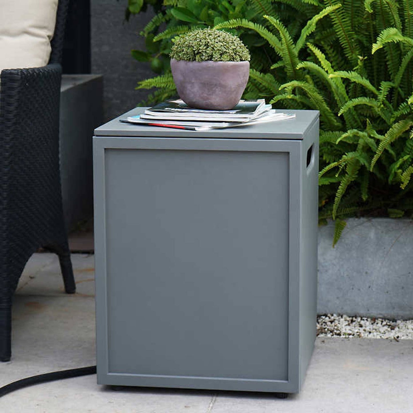 LIKE NEW - Costco - Bond Rectangle Faux Concrete Fire Pit with Tank Hideaway - Retail $399