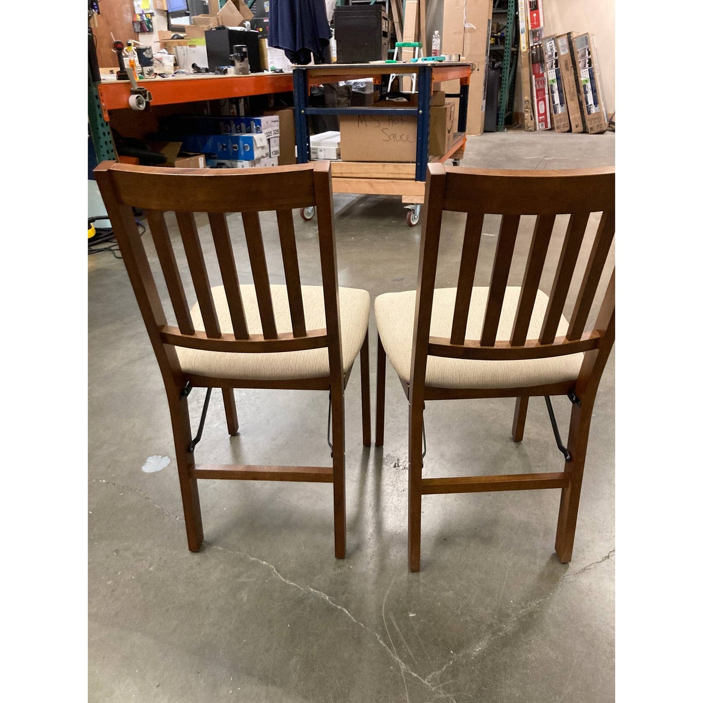Costco - Stakmore Wood Upholstered Folding Chair, Fruitwood, 2-pack - Retail $99