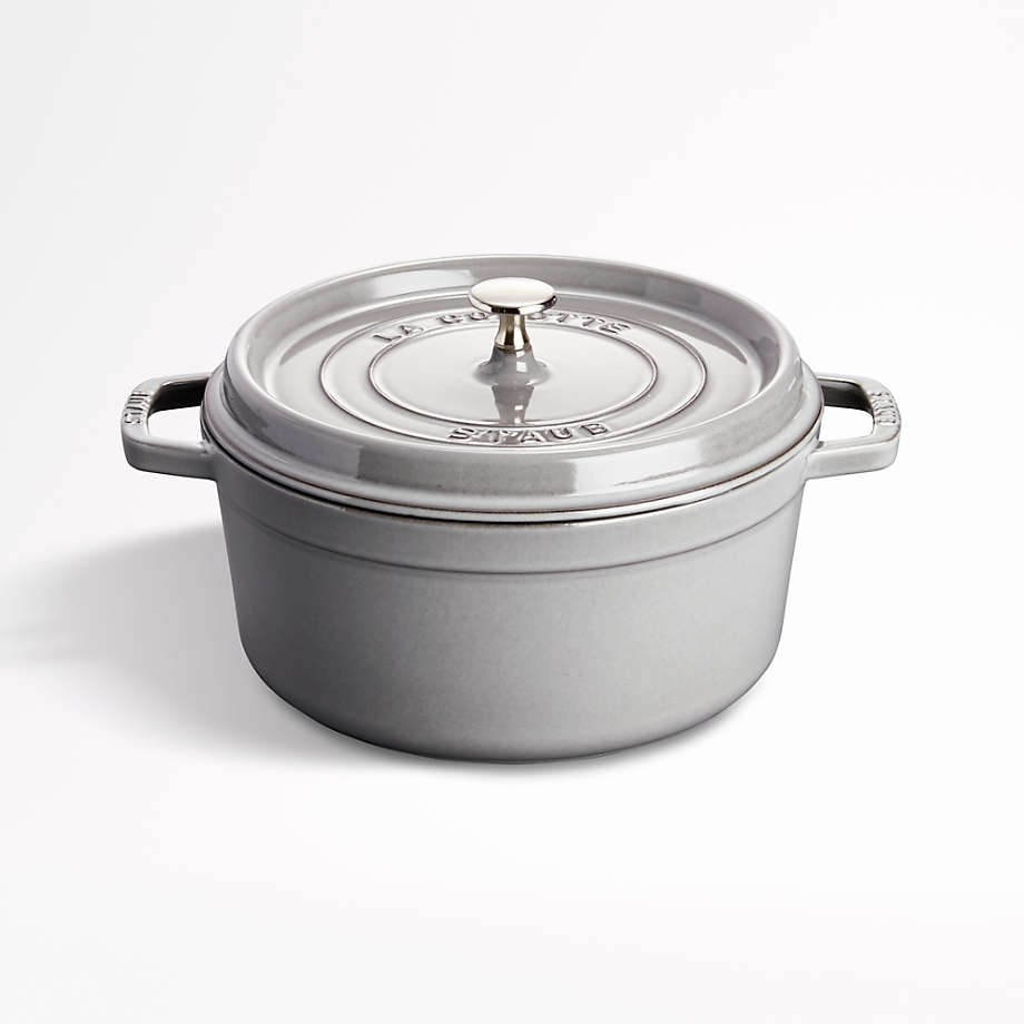 NEW Staub Cast Iron 5.5-qt Round Cocotte - Graphite Grey, Made in France - Retail $349
