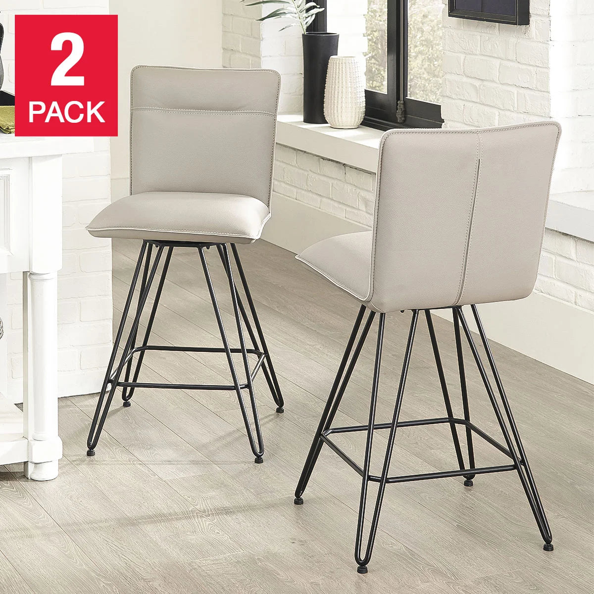 Danni 24.5" Barstool, 2-pack - TAUPE - Retail $399