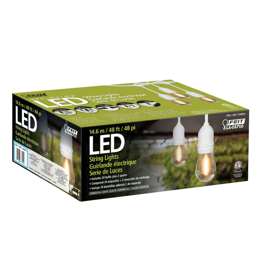 Feit Electric WHITE 48ft LED Filament String Light Set - Retail $49