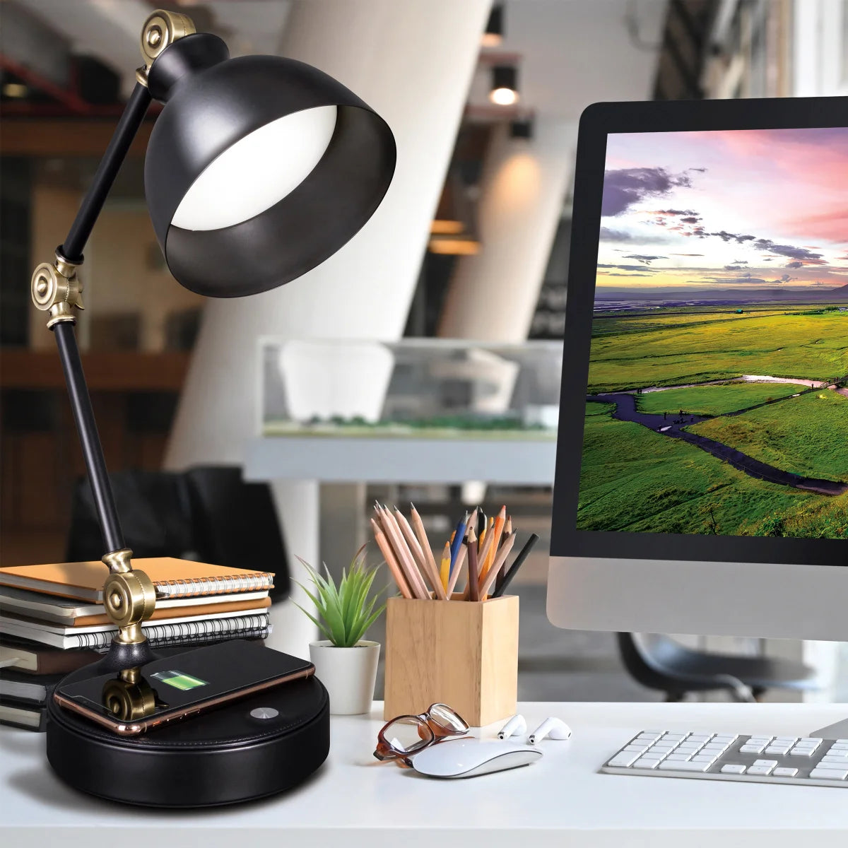 OttLite Wireless Charging LED Desk Lamp- Retail $60