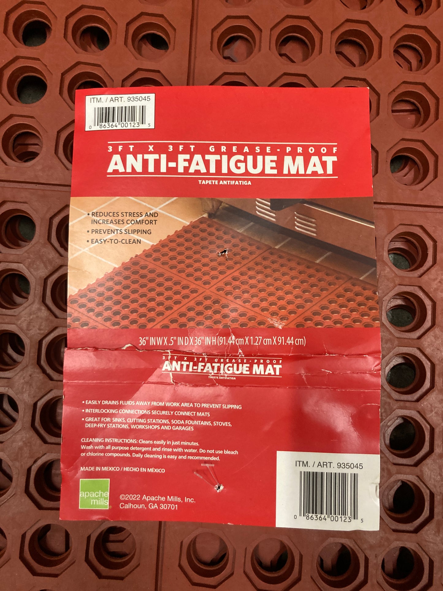 Costco - Apache Mills Performa Anti-Fatigue Grease-Proof Mat, 3’ x 3’, Red - Retail $29 Default Title