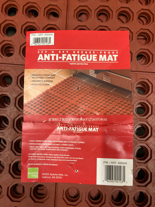 Costco - Apache Mills Performa Anti-Fatigue Grease-Proof Mat, 3’ x 3’, Red - Retail $29 Default Title