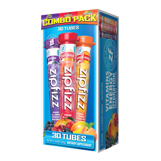 NEW, Sealed - Zipfizz Multi-Vitamin Energy Hydration Drink Mix, Variety Pack, 30 Tubes - Retail $30