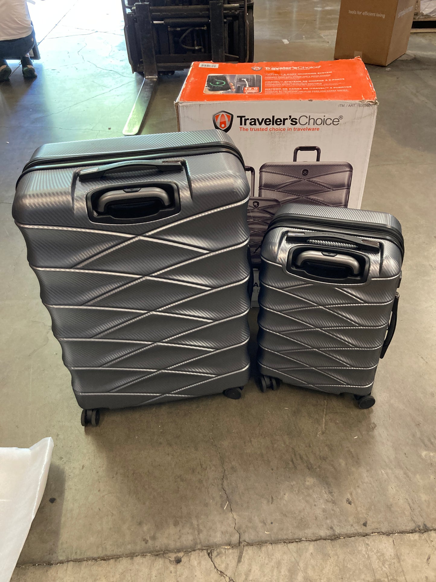 NEW - Traveler's Choice 2 Piece Luggage Set, Gray - Retail $169