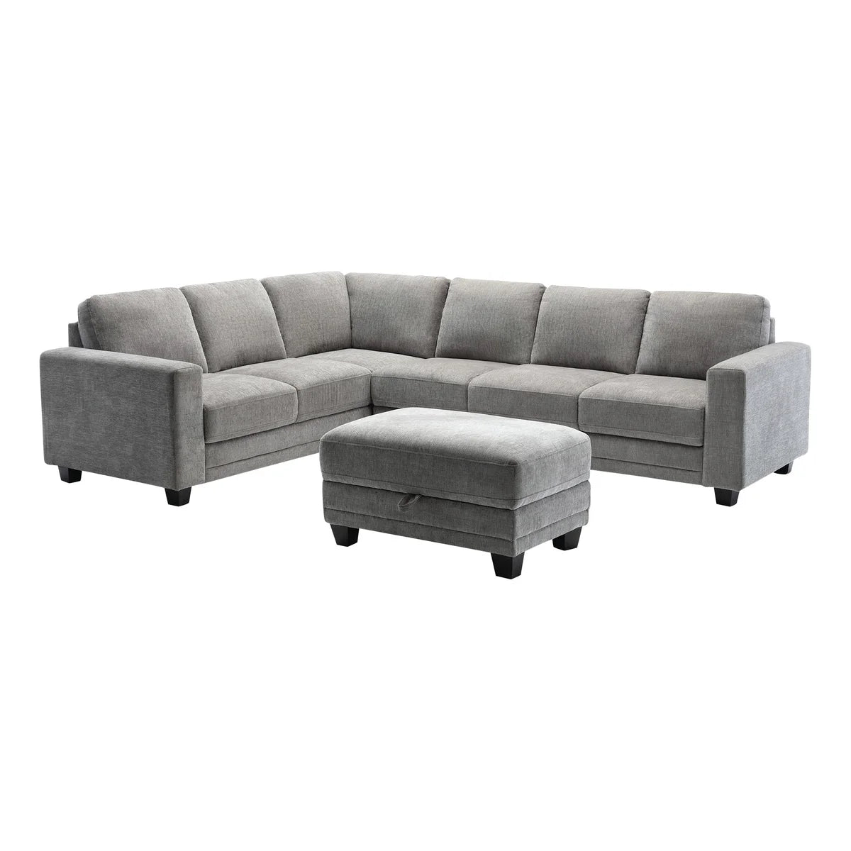 Santana Fabric Sectional with Storage Ottoman - Retail $1399