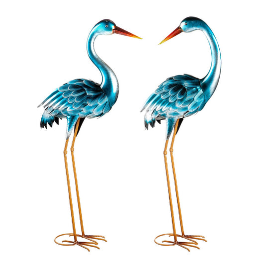 35” Blue Heron Statue Pair - Retail $40