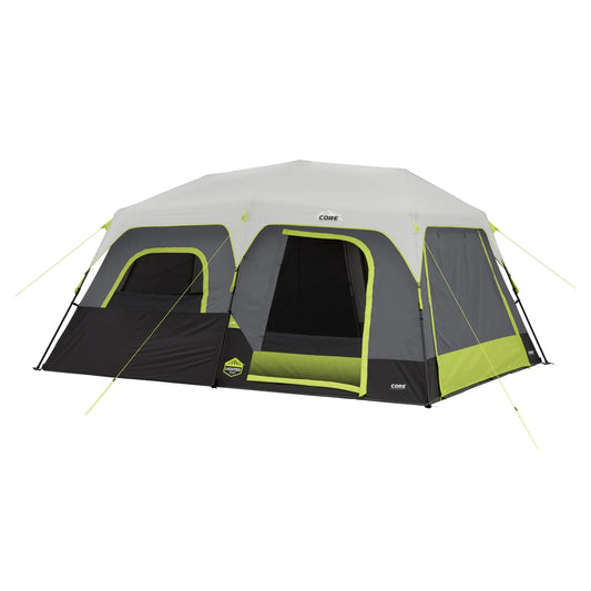 CORE Equipment 10 Person Lighted Instant Cabin Tent with Awning - Retail $269