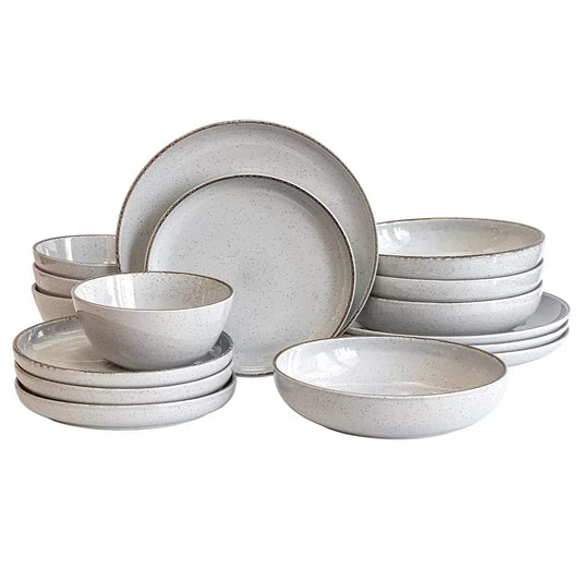 Over & Back Stoneware Dinnerware Set, 16 Piece  - Retail $47