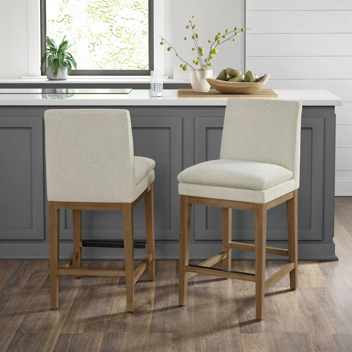 Rylee Fabric Counter Stool, 2-pack - Retail $369