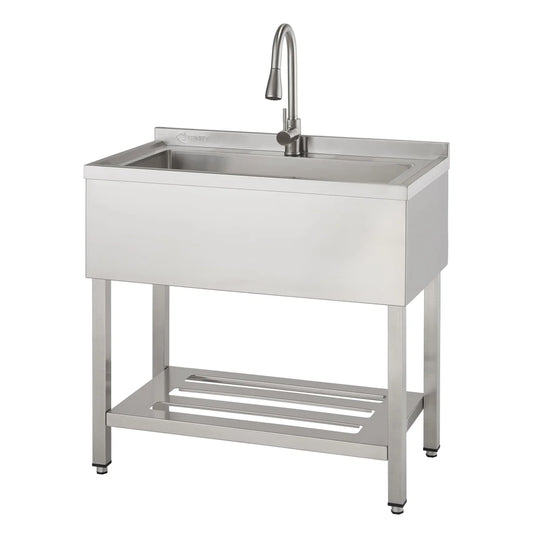 TRINITY 30in x 14in Basin Stainless Steel Utility Sink with Pull-down Faucet - Retail $359