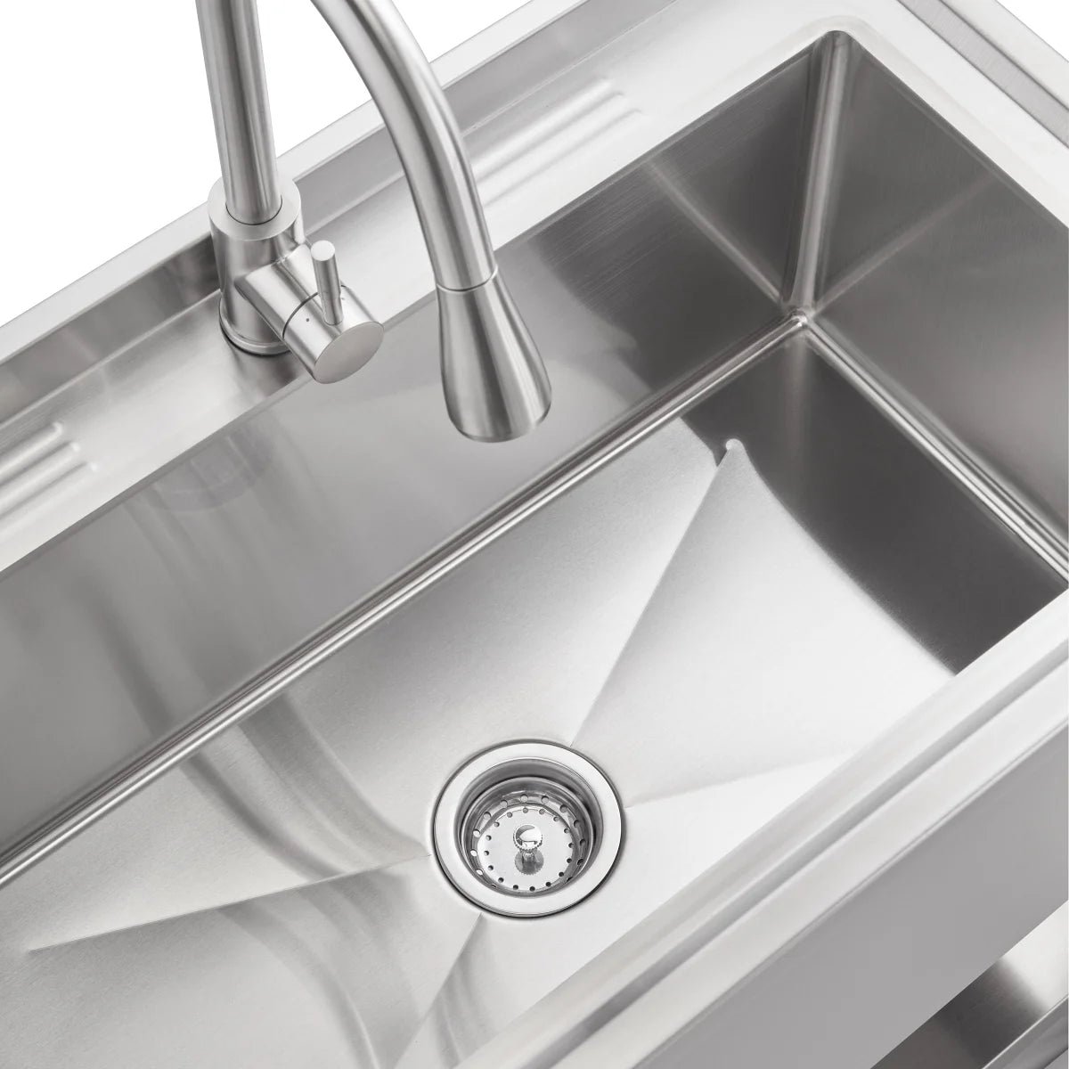 TRINITY 30in x 14in Basin Stainless Steel Utility Sink with Pull-down Faucet - Retail $359