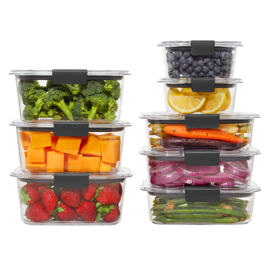 Rubbermaid Brilliance Plastic Food Storage Containers, Set of 16 - Retail $40