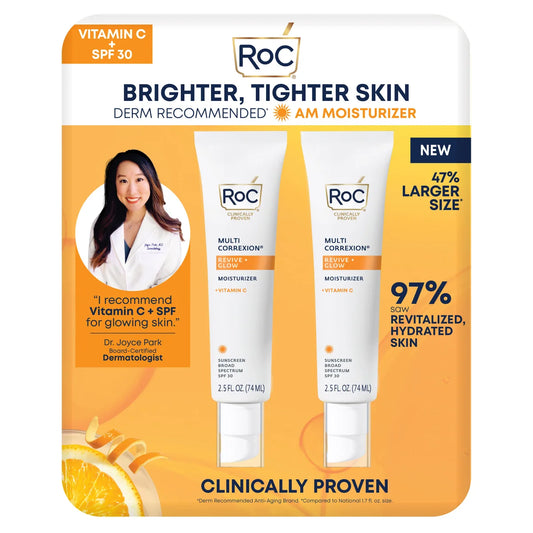 RoC Revive and Glow Vitamin C Moisturizer, SPF 30, 2.5 fl oz, 2-pack - Retail $49