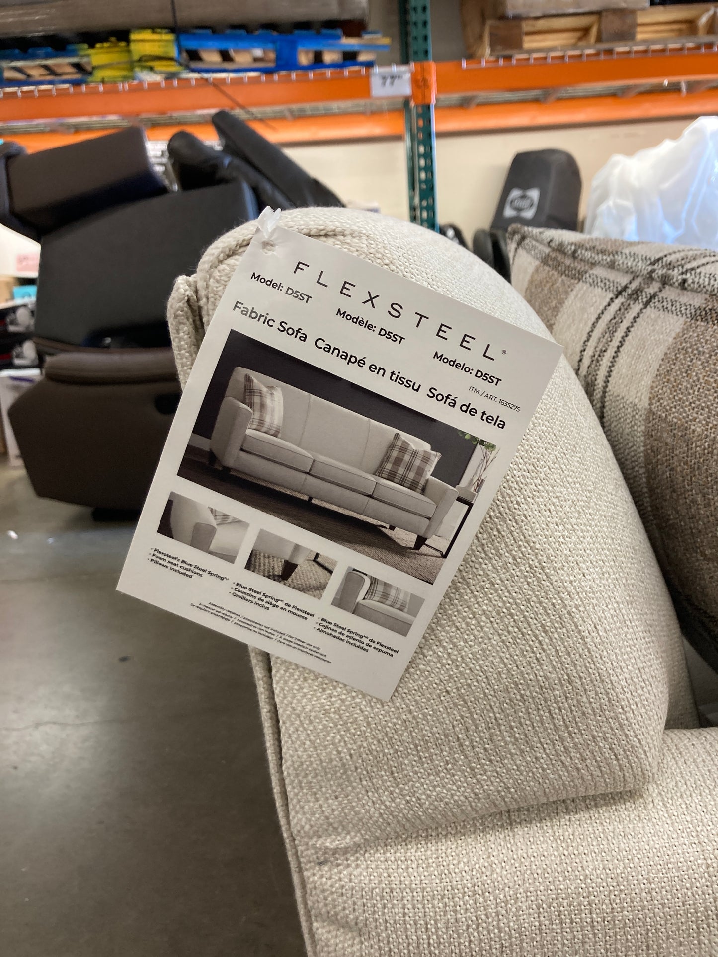 NEW - Costco - Flexsteel Abbey Fabric Sofa - Retail $1249 Default Title