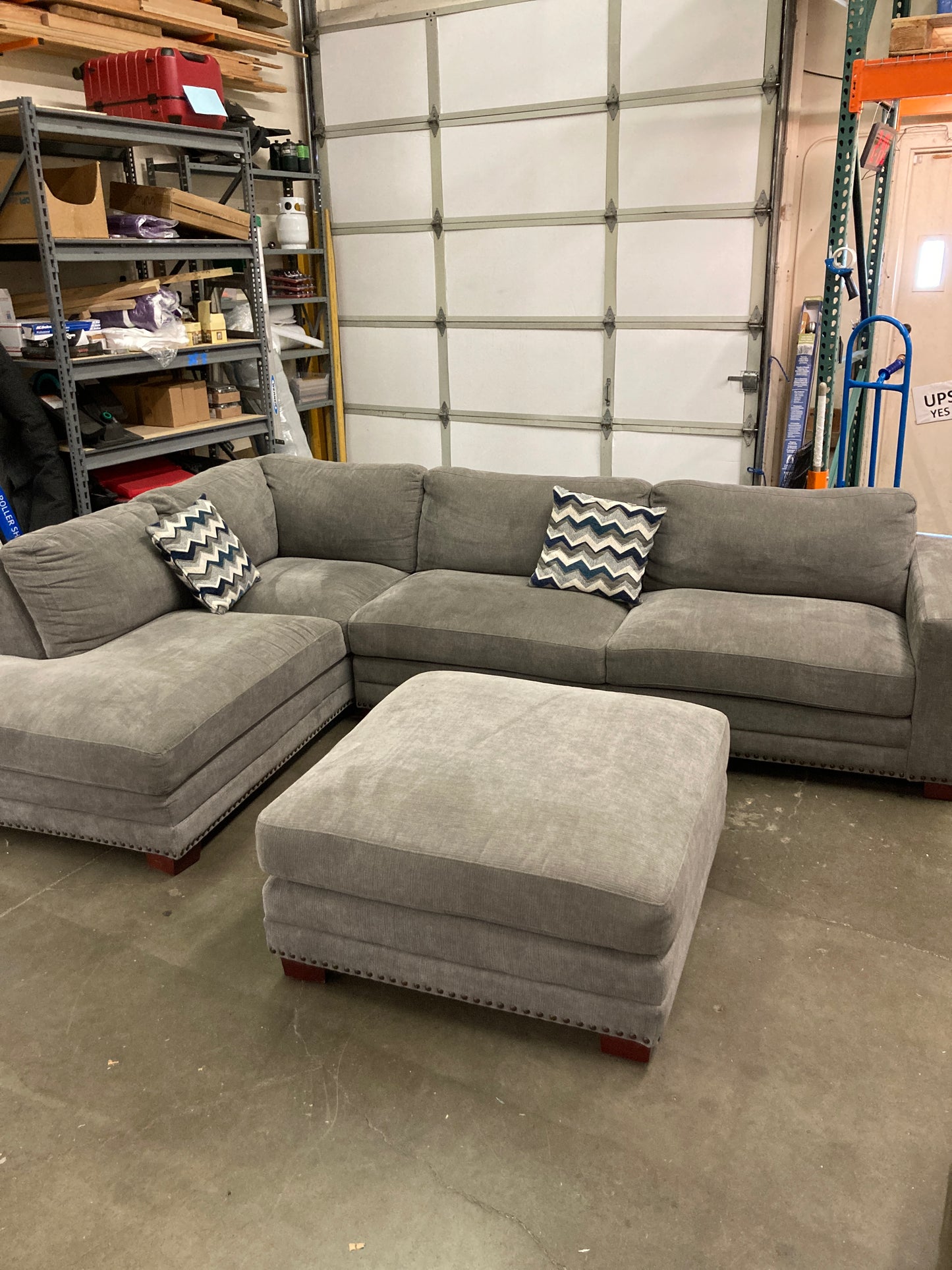 Costco - Penelope Fabric Sectional with Ottoman - Retail $1999