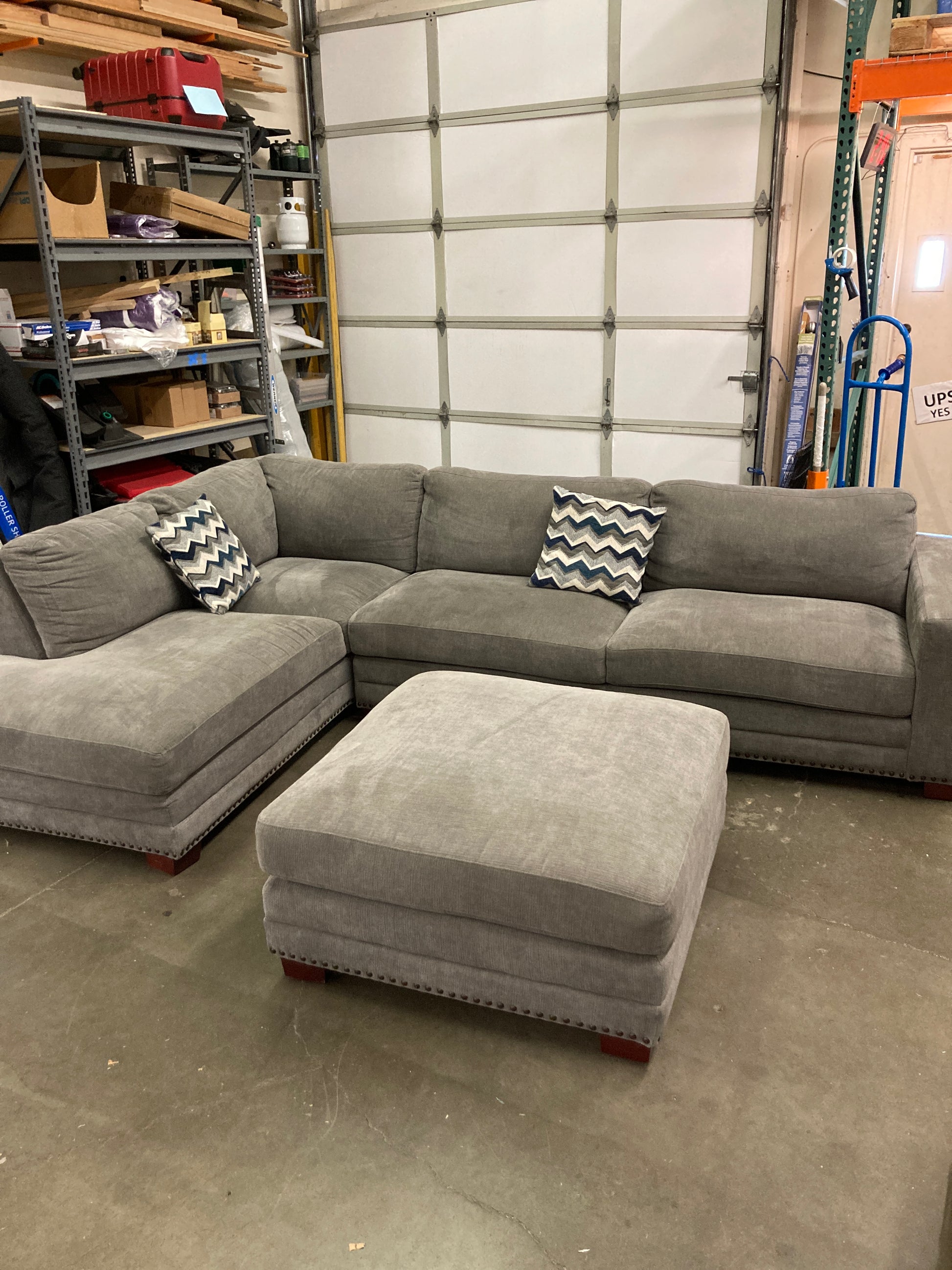 Costco - Penelope Fabric Sectional with Ottoman - Retail $1999 Default Title