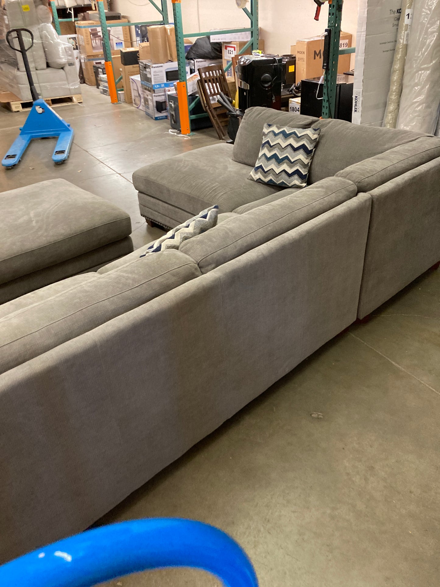 Costco - Penelope Fabric Sectional with Ottoman - Retail $1999