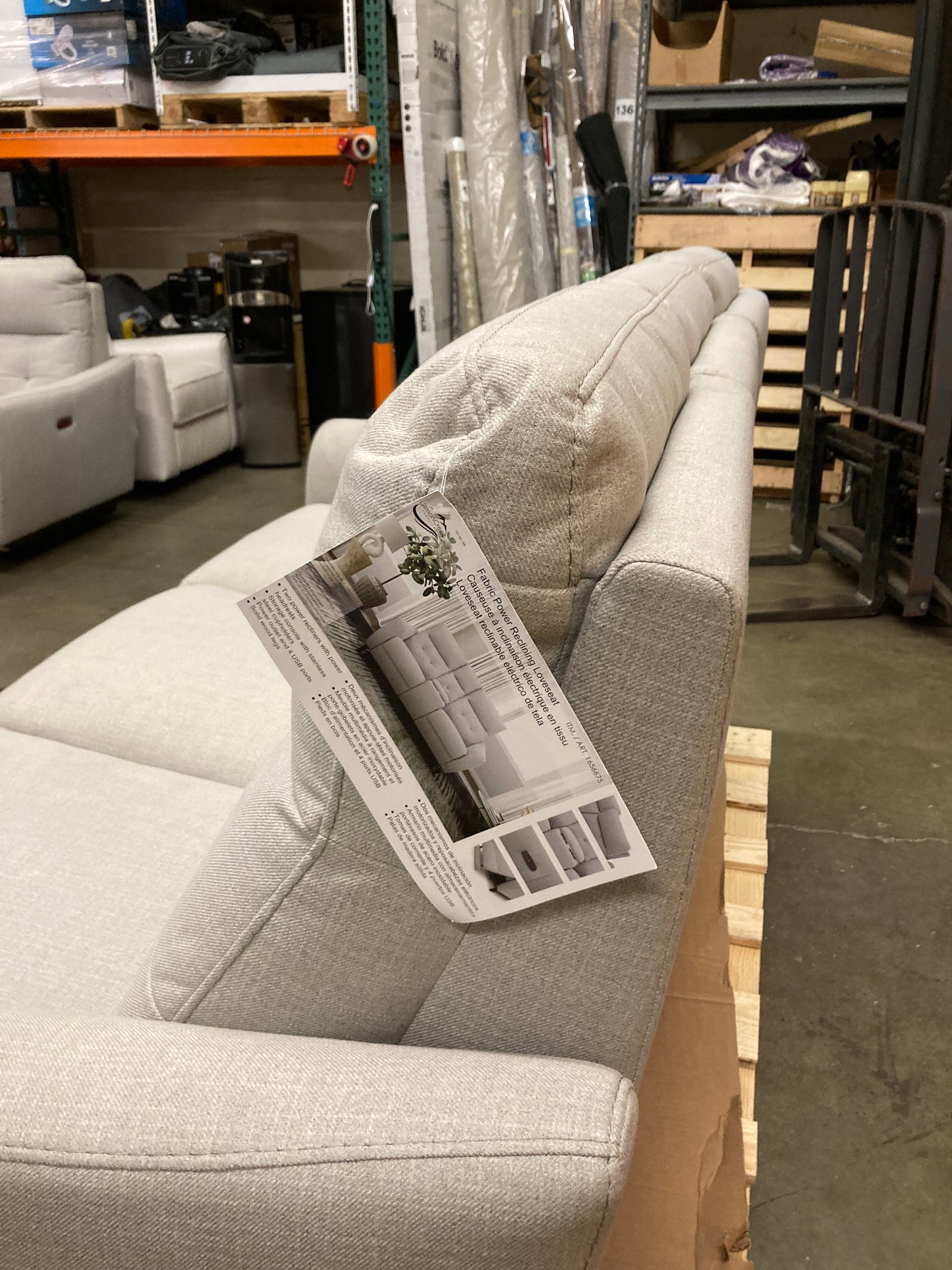 Like NEW - Costco - Alpendale Fabric Power Reclining Sofa with Power Headrests - Retail $1199